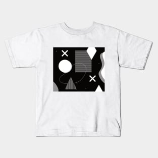 Black and white Memphis stye - abstract geometric pattern Kids T-Shirt